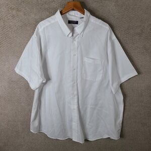 Roundtree & Yorke Travelsmart Shirt Mens 3XB White Short Sleeve Button Down Big